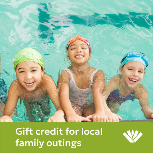 Gift credit for pool passes & movie tickets for local families