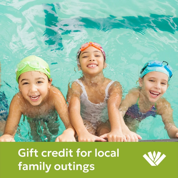 Gift credit for pool passes & movie tickets for local families